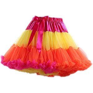Women's 3-Layered Pleated Tulle Petticoat Tutu Puffy Party Cosplay Skirt